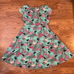 Retro Flamingo Swing Dress - size Medium